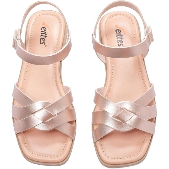 Women's Gold Flat Slide Sandals Casual Simple Strappy Slip On Shoes - Picture 1 of 6